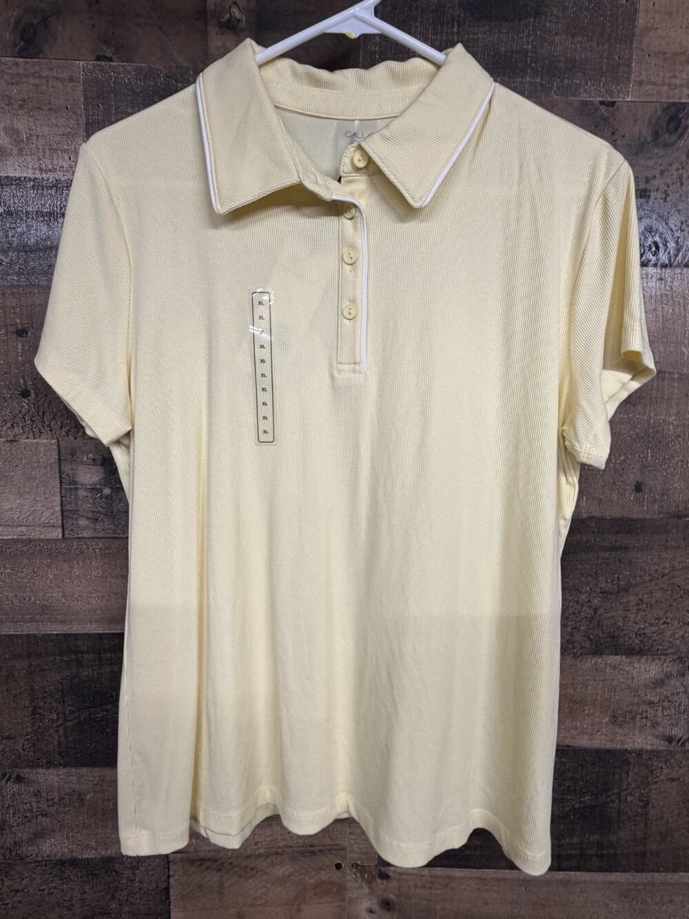 Women's Size XL Calia Rid Short Sleeve Polo Panna Cotta NWT SKU 0025